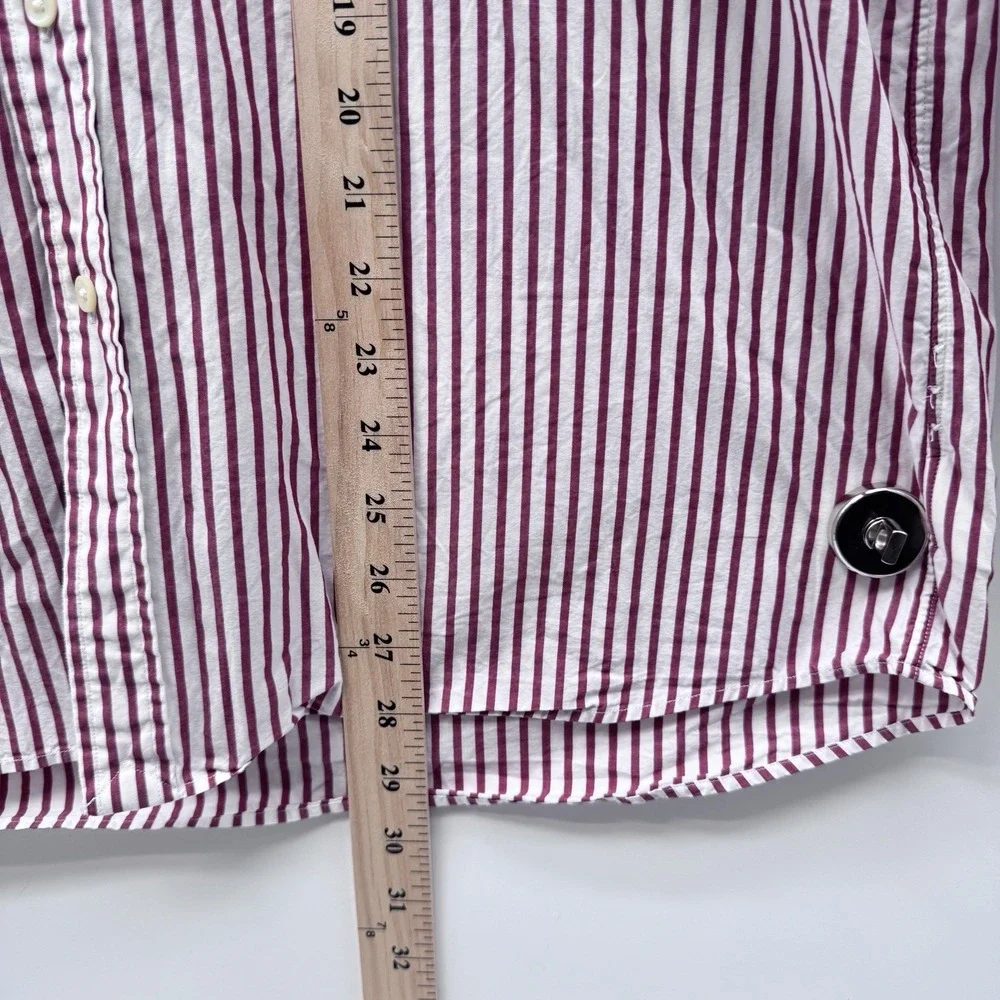 Ralph Lauren Men's S Red/White Striped LS Cotton Woven Button-Up Button-Down